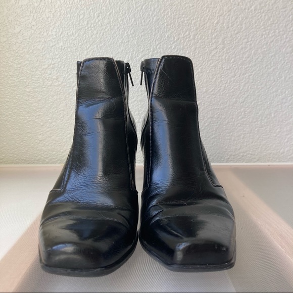 Franco Sarto Shoes - Franco Sarto Leather Black Ankle Boots size 6.5 m Shiny Leather Heeled 3"